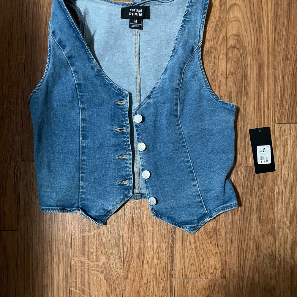 Refuge Blue Denim Button-Up Vest